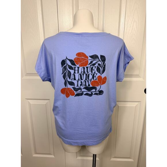 Anthropologie Parrott Paints T-Shirt Short Sleeve Blue Size XL - Picture 4 of 7